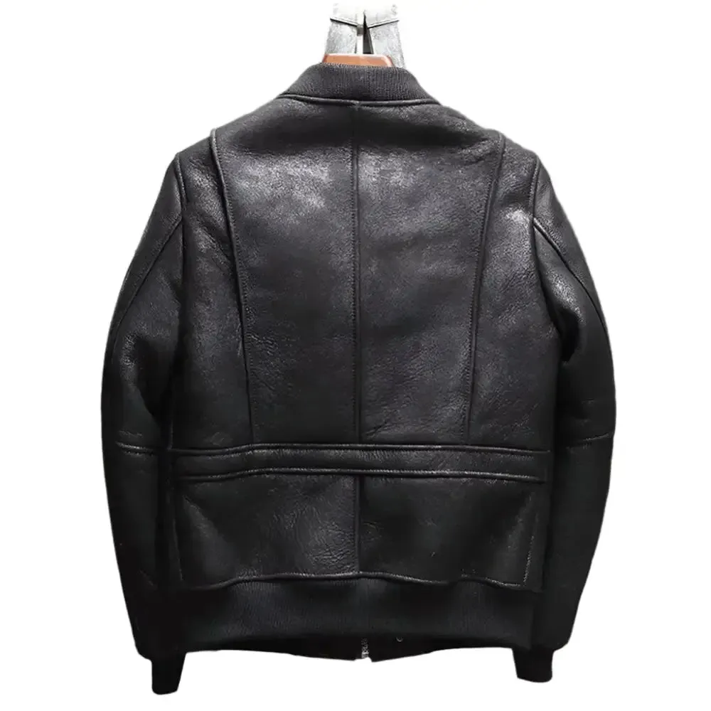 Men's Sheepskin Shearling Motorcycle Jacket – A2 Airforce Flight Style