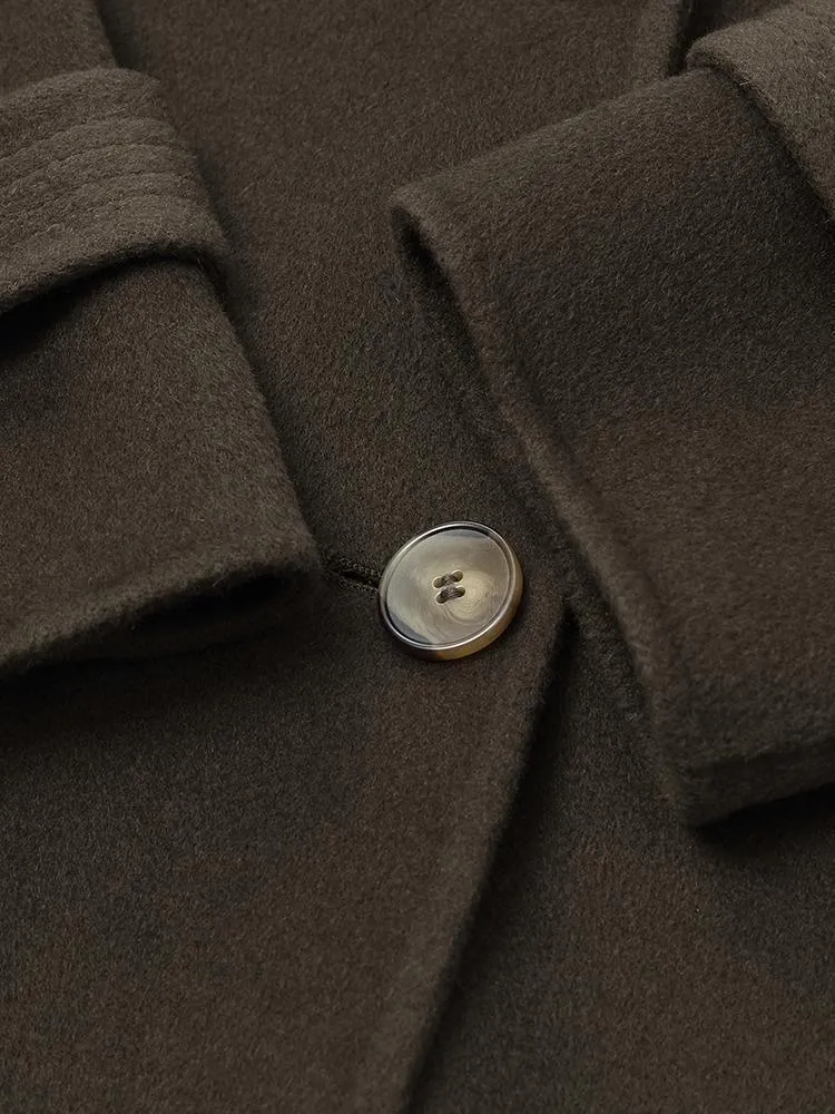 Mid-Length Notched Lapel Double-Faced Wool Coat