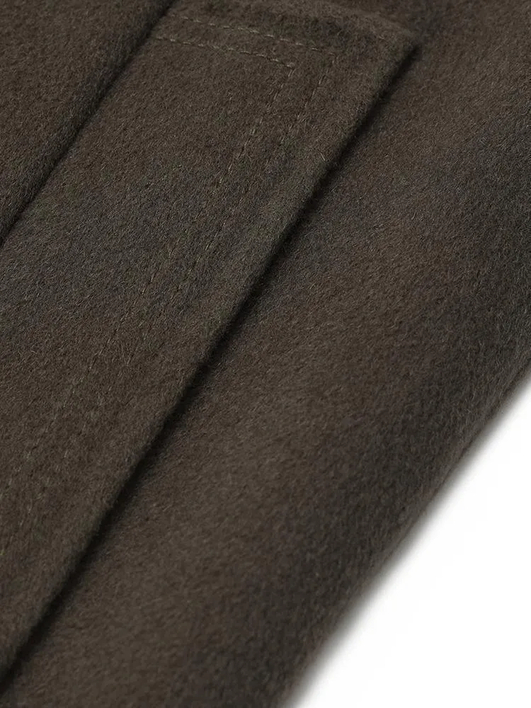 Mid-Length Notched Lapel Double-Faced Wool Coat