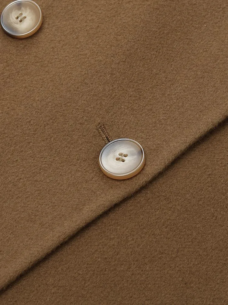 Mid-Length Notched Lapel Double-Faced Wool Coat