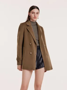 Mid-Length Notched Lapel Double-Faced Wool Coat