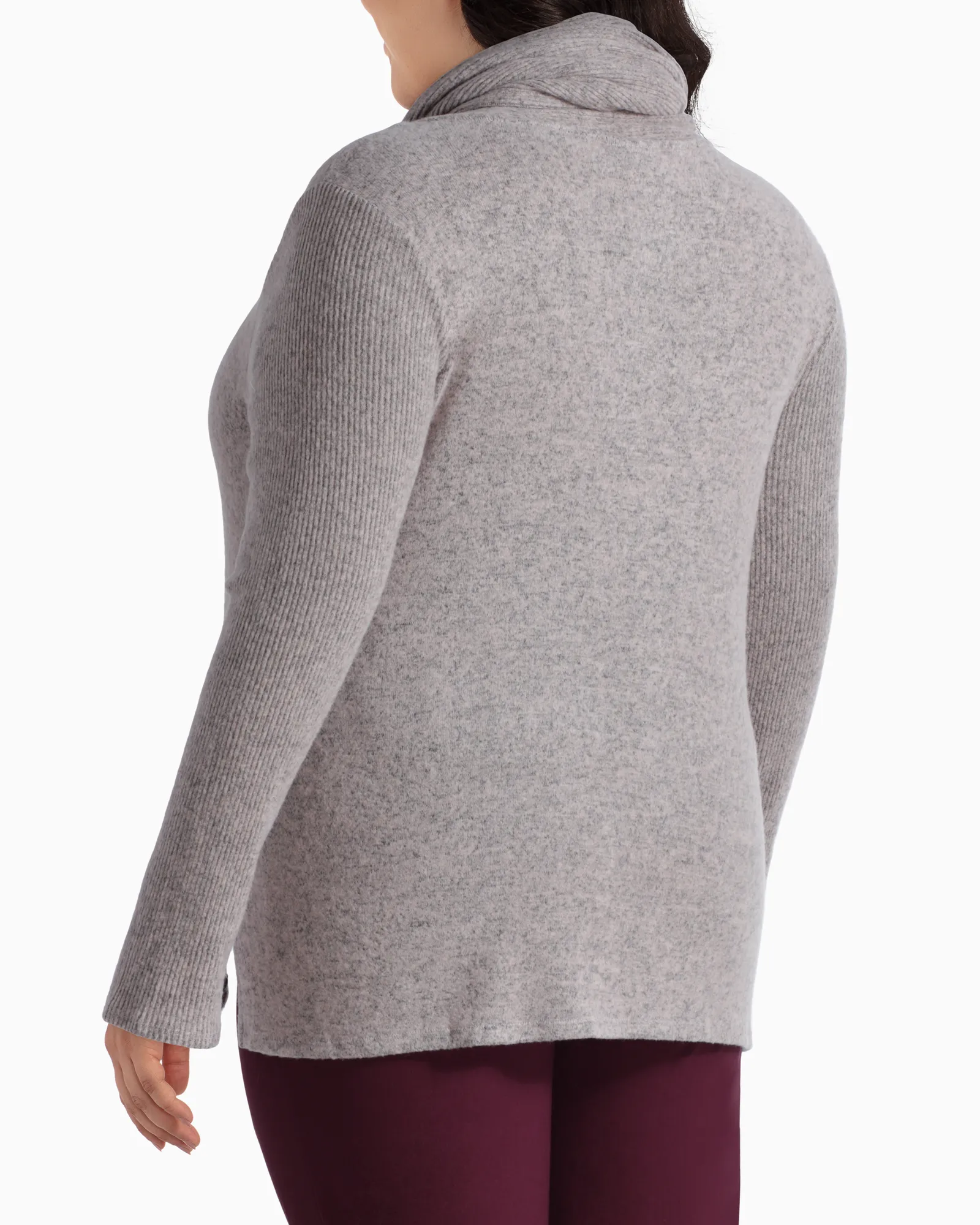 Millie Knit Top & Scarf | Light Grey / Pink