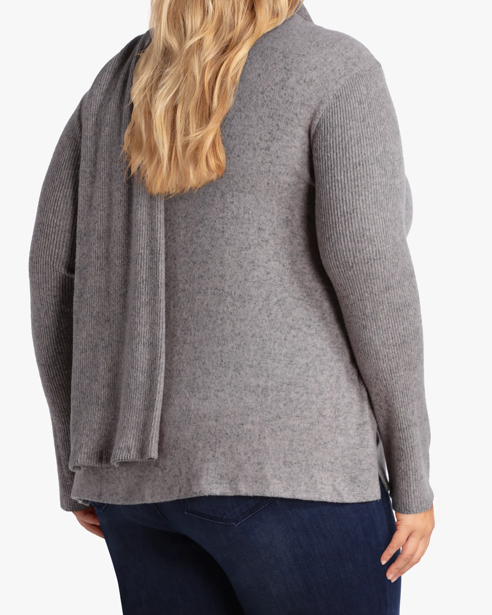 Millie Knit Top & Scarf | Light Grey / Pink