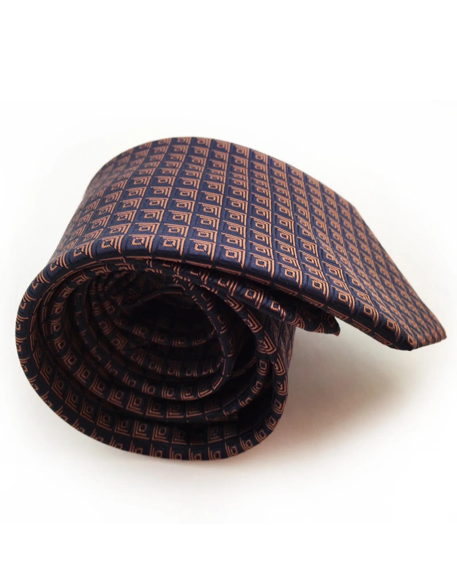Navy & Orange Geometric Tie