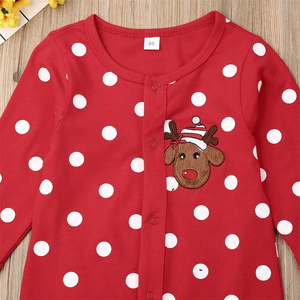 Newborn Toddler Infant Baby Boy Girl 'My First Christmas' Infant Christmas Deer Red Jumpsuit Playsuit Romper Great gift