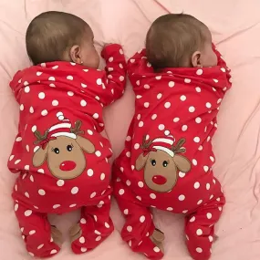 Newborn Toddler Infant Baby Boy Girl 'My First Christmas' Infant Christmas Deer Red Jumpsuit Playsuit Romper Great gift