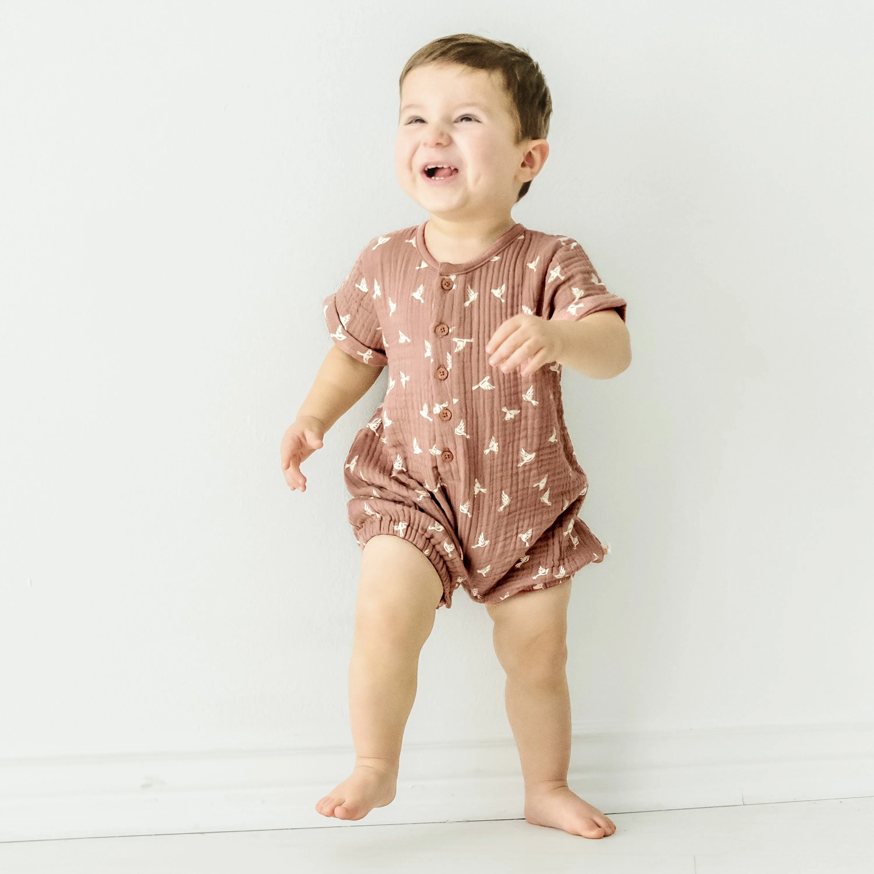 Organic Baby Short Bubble Romper - Flock
