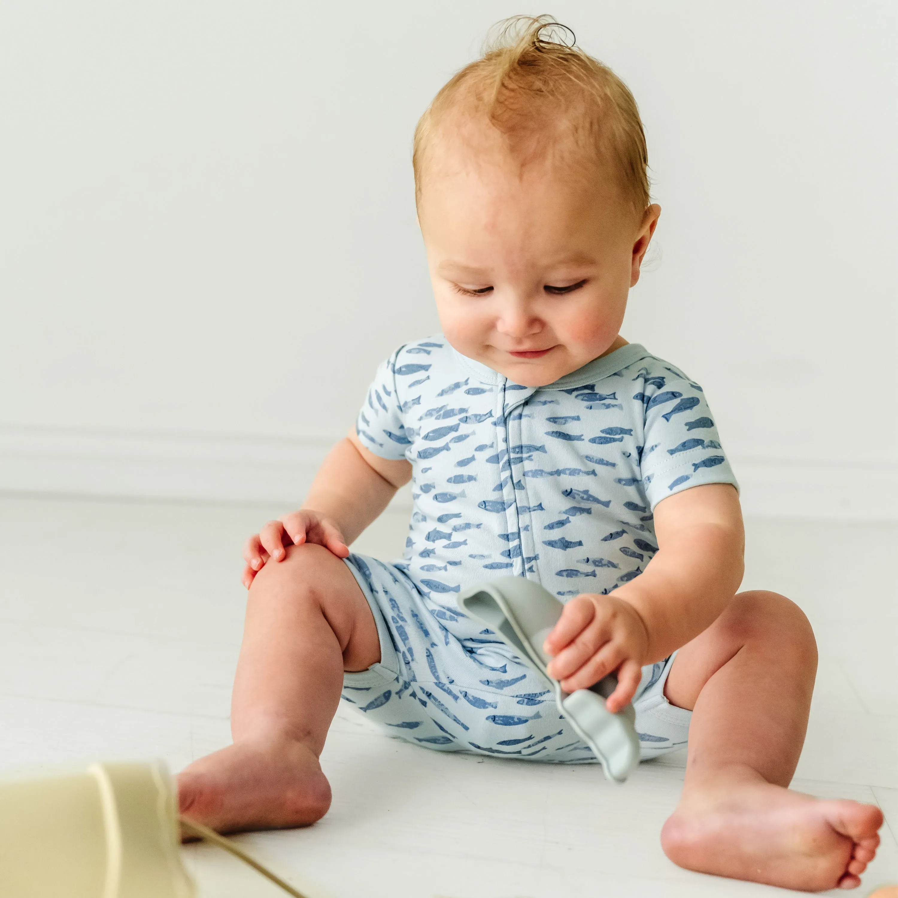 Organic Baby Short Zip Romper - Minnow