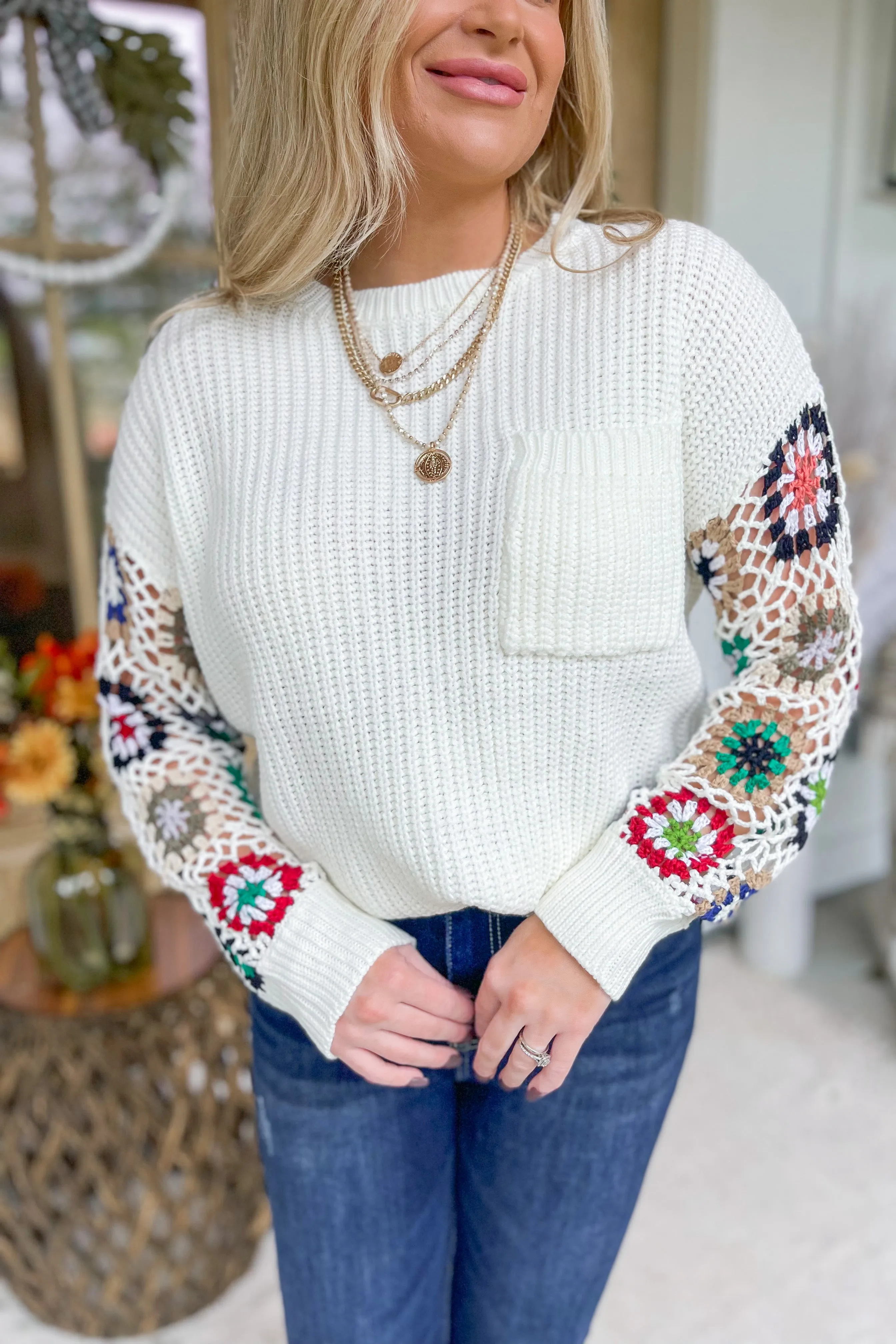 Padgett Granny Sleeve Round Neck Sweater [S-3X]