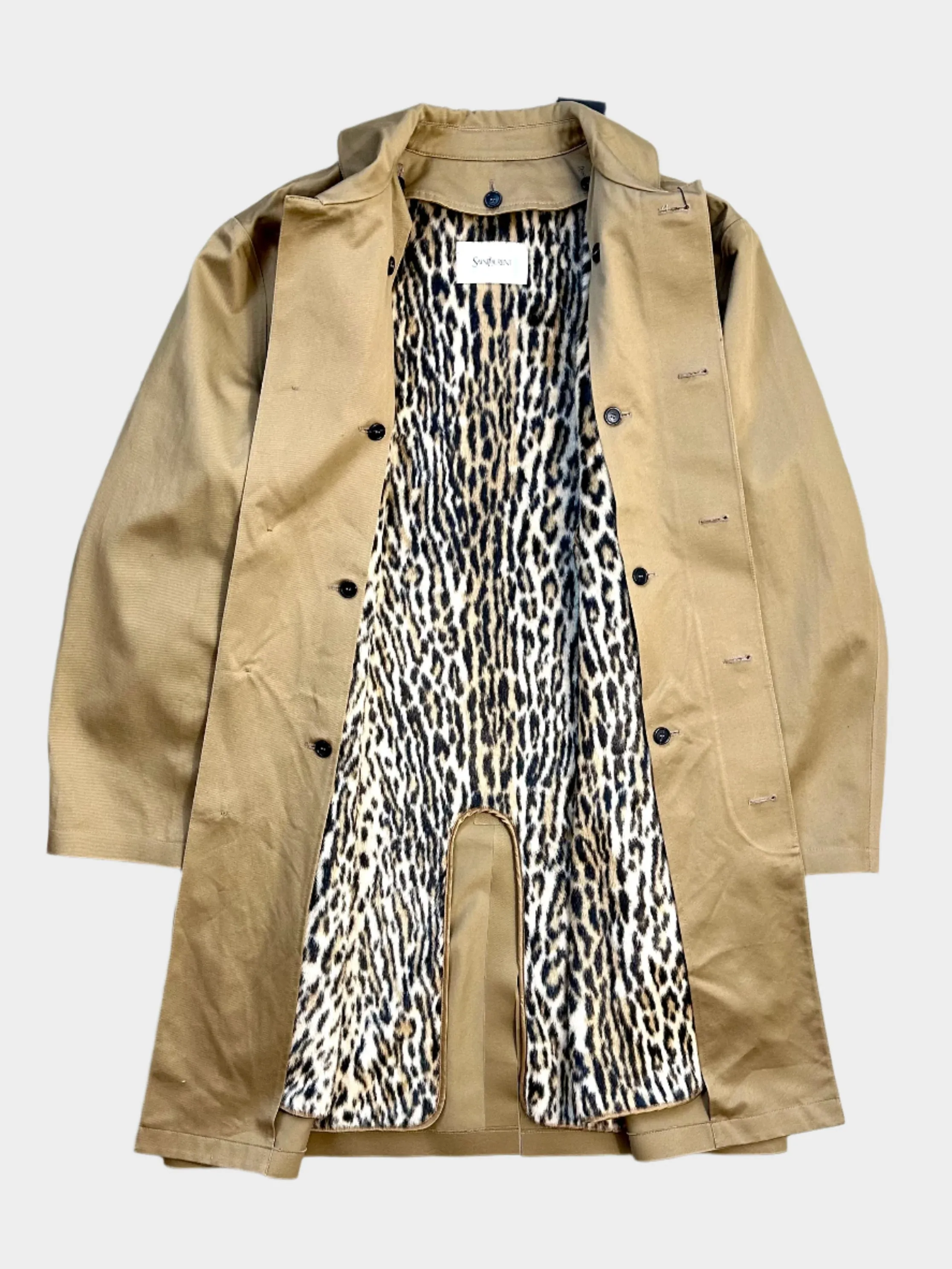Saint Laurent x Mackintosh Leopard Lined Coat