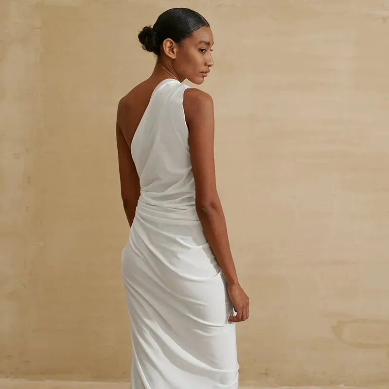 Sexy Summer Nightclub Y2K Bodycon Out White Sleeveless Slit Party Hollow Dress
