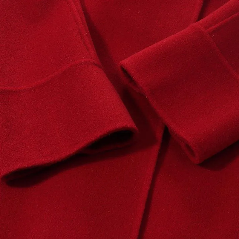 Silk Wool Lapel Double Woolen Coat