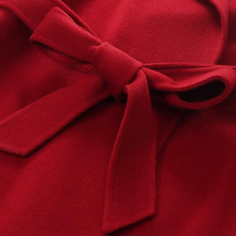 Silk Wool Lapel Double Woolen Coat