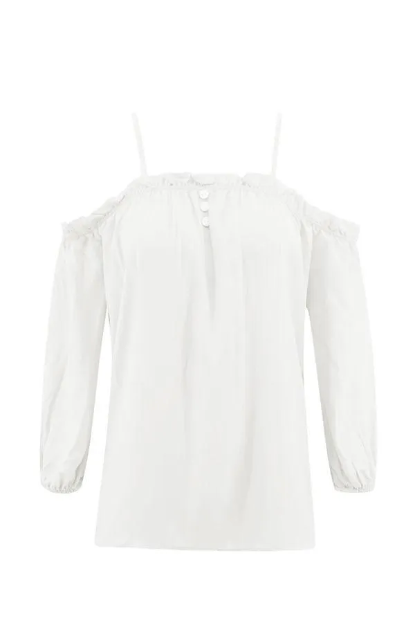 Solid Color Cold Shoulder Loose Tee