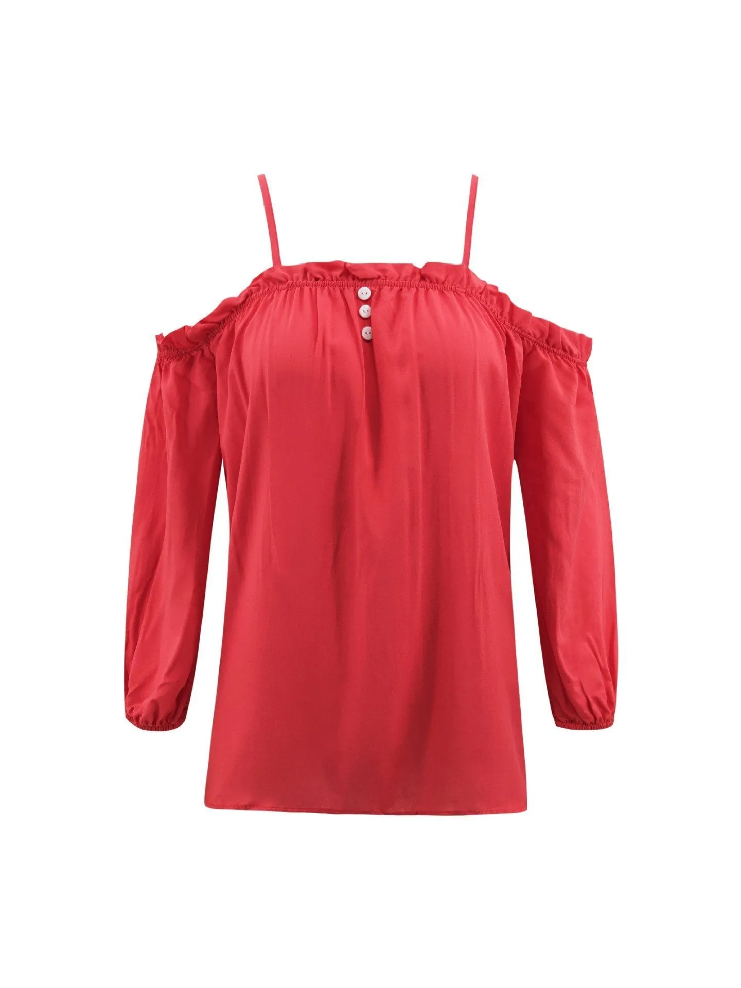 Solid Color Cold Shoulder Loose Tee