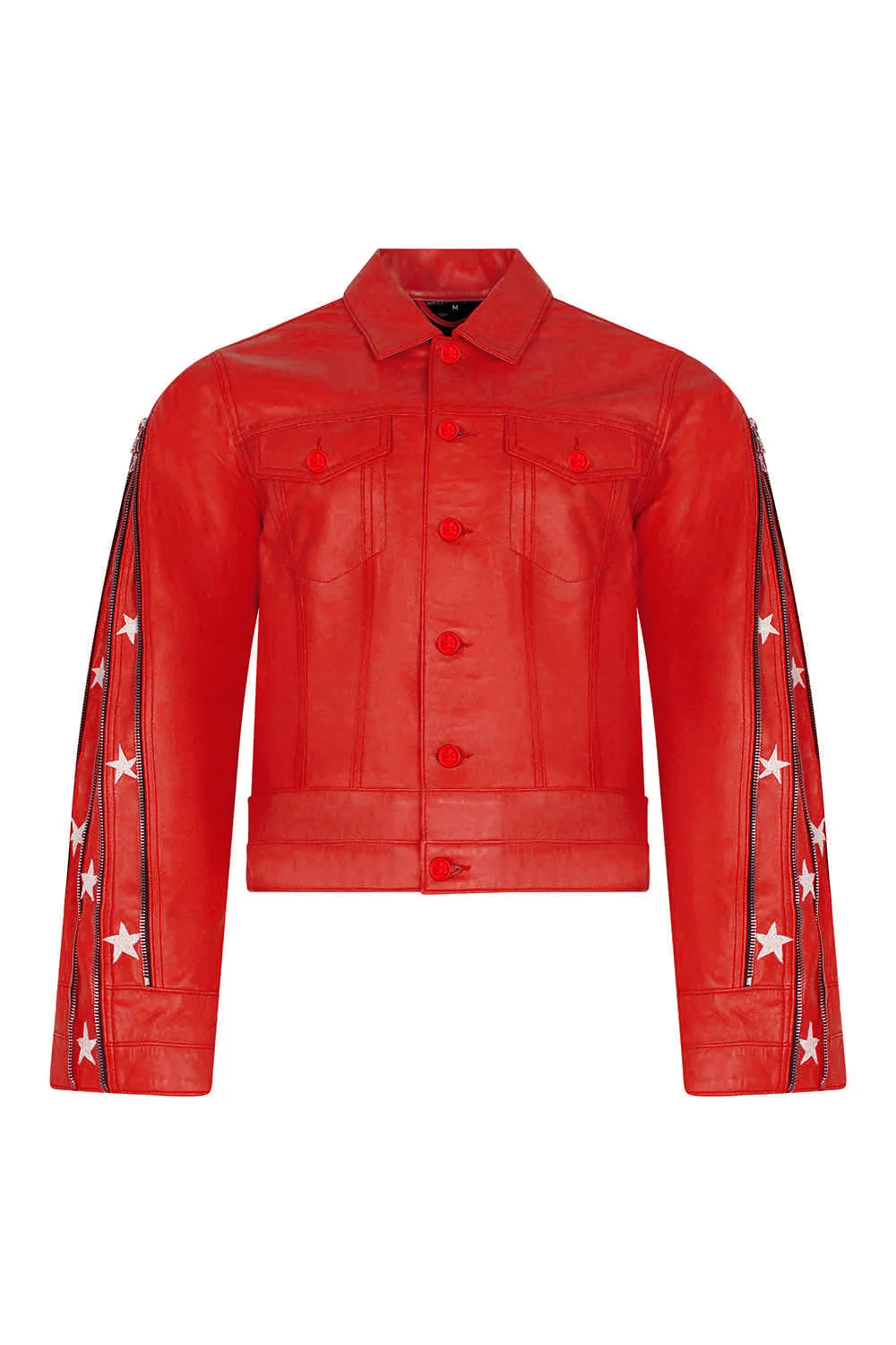 SUNSET RODEO LEATHER JACKET-RED