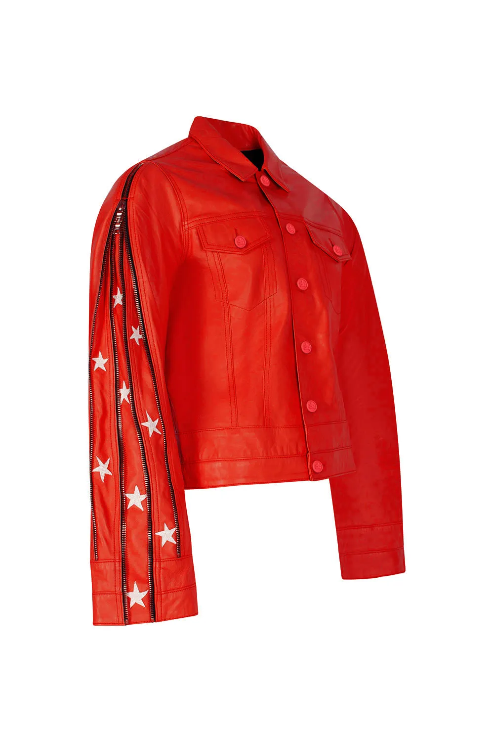 SUNSET RODEO LEATHER JACKET-RED