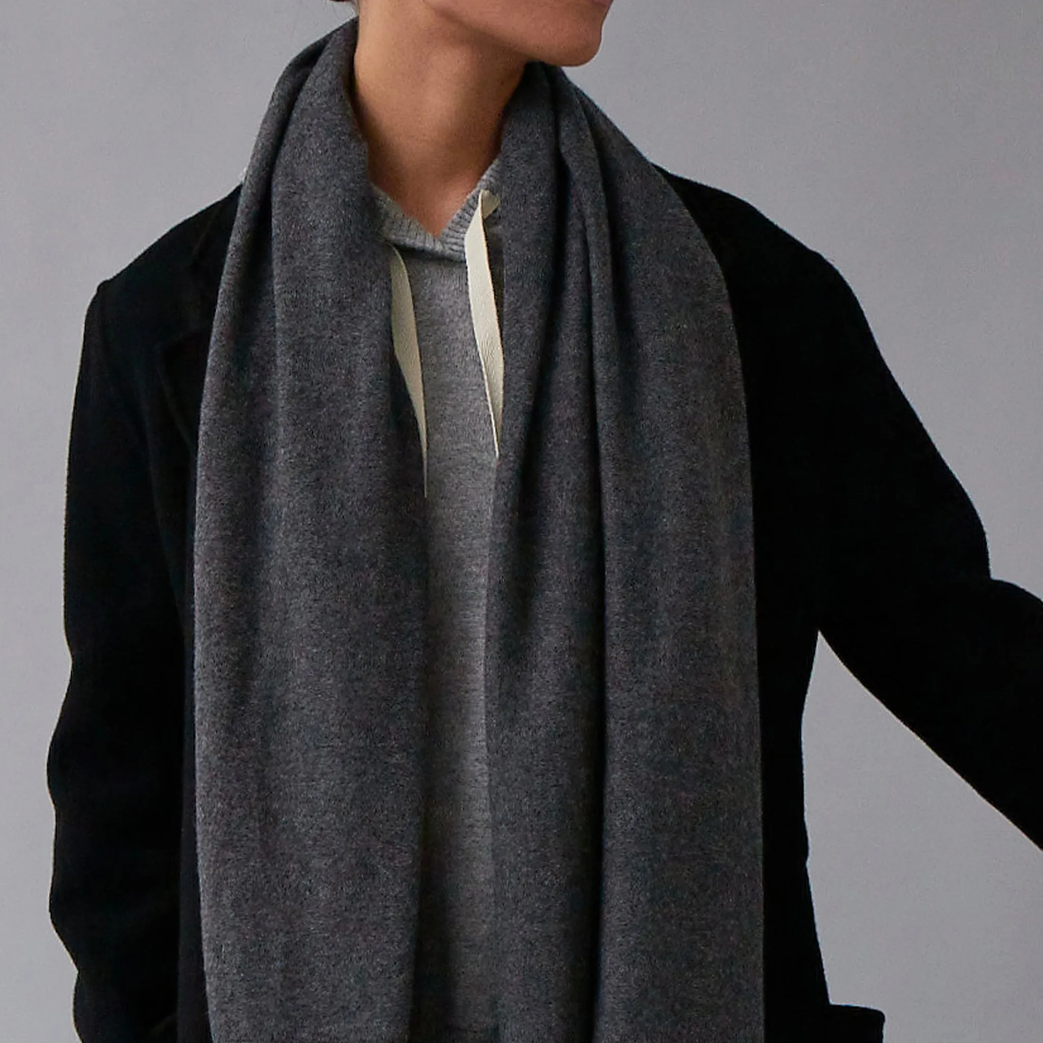 The Uniform Cashmere Oversized Scarf - Charcoal