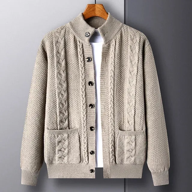 Thick Coarse Wool Polyester Cardigan