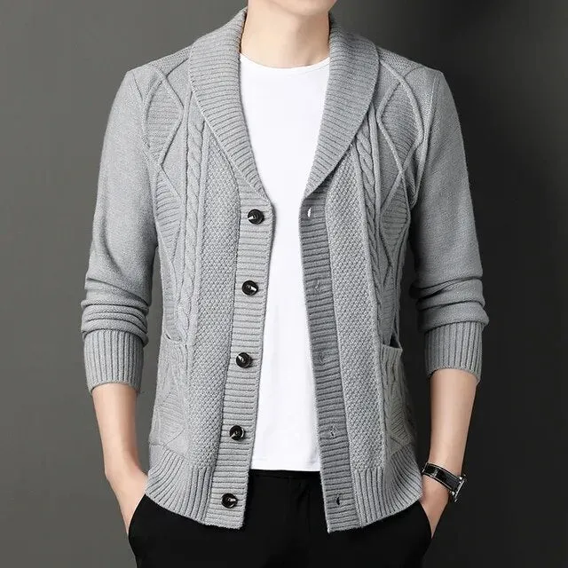 Thick Coarse Wool Polyester Cardigan