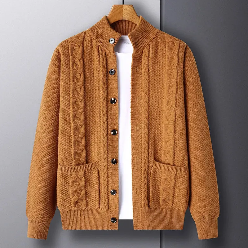 Thick Coarse Wool Polyester Cardigan