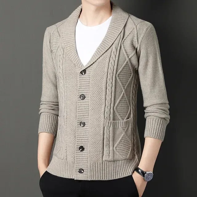 Thick Coarse Wool Polyester Cardigan