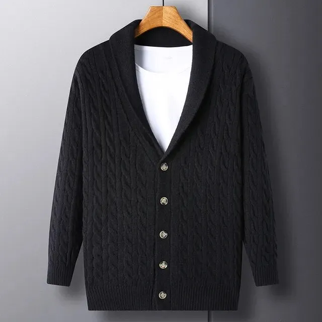 Thick Coarse Wool Polyester Cardigan