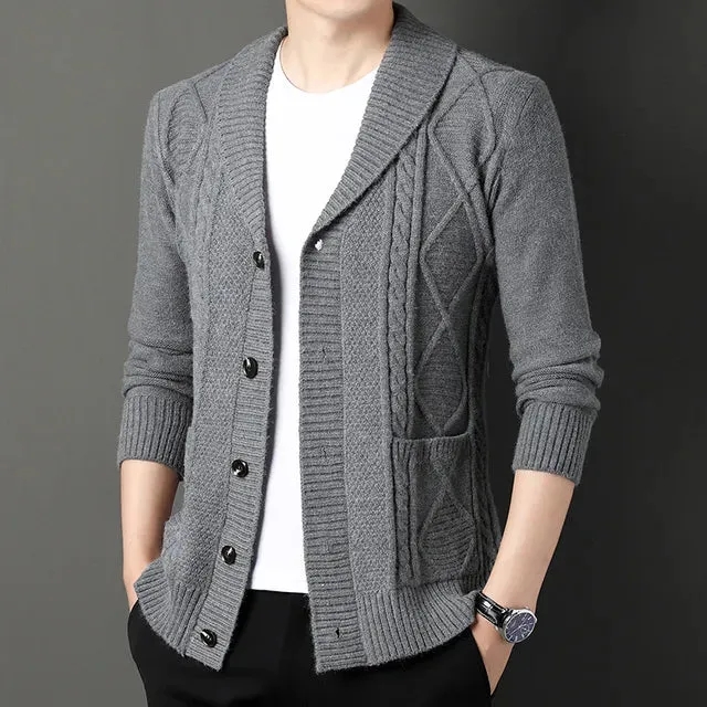 Thick Coarse Wool Polyester Cardigan