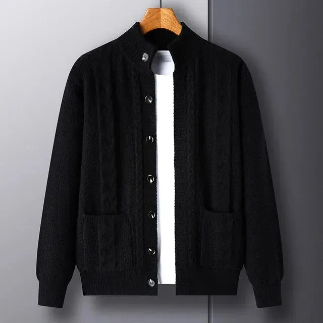 Thick Coarse Wool Polyester Cardigan