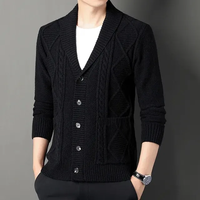 Thick Coarse Wool Polyester Cardigan