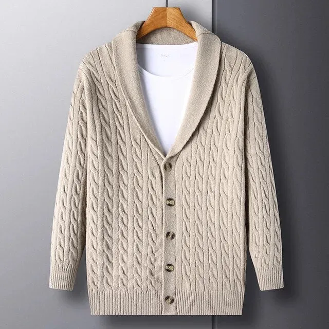 Thick Coarse Wool Polyester Cardigan