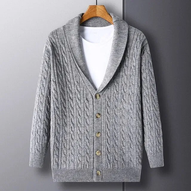 Thick Coarse Wool Polyester Cardigan