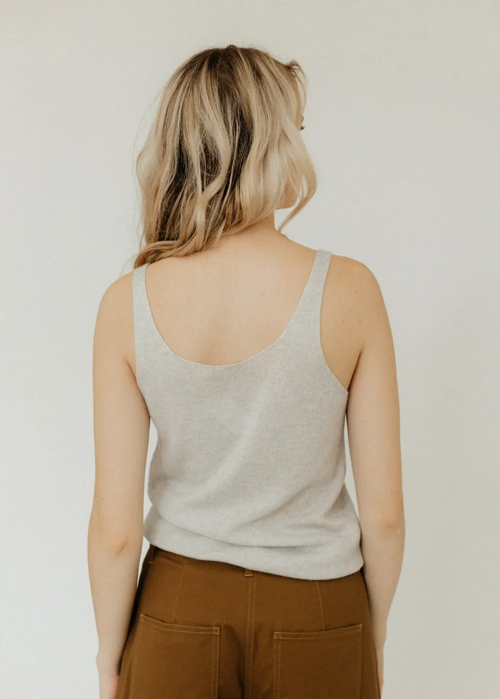 Tibi Washable Cashmere Tank Sweater in Light Heather Grey