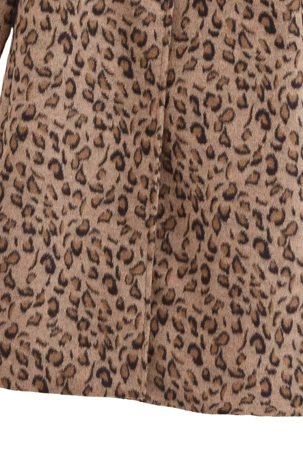'Victoria' Leopard Print Long Wool Coat
