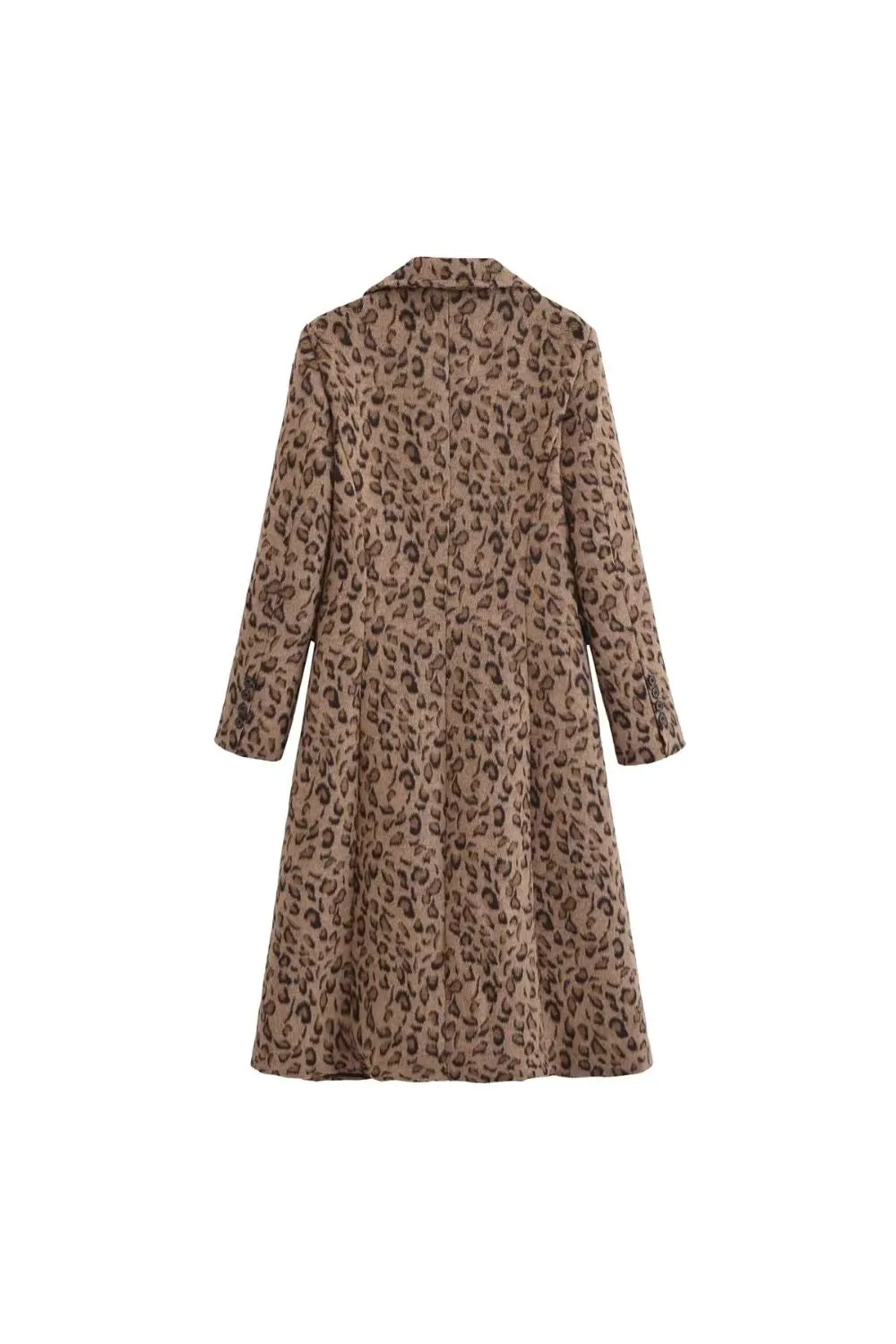 'Victoria' Leopard Print Long Wool Coat