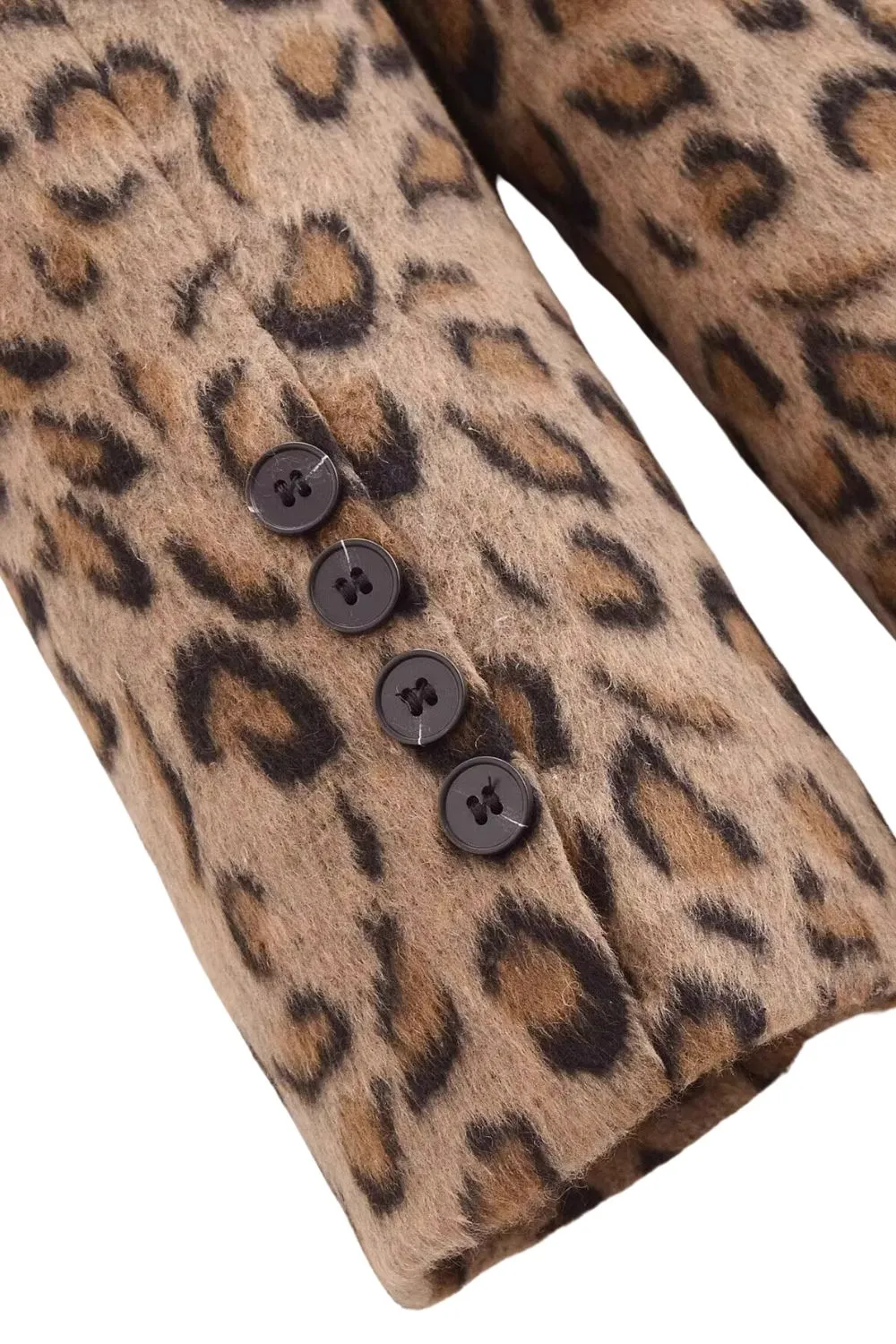 'Victoria' Leopard Print Long Wool Coat