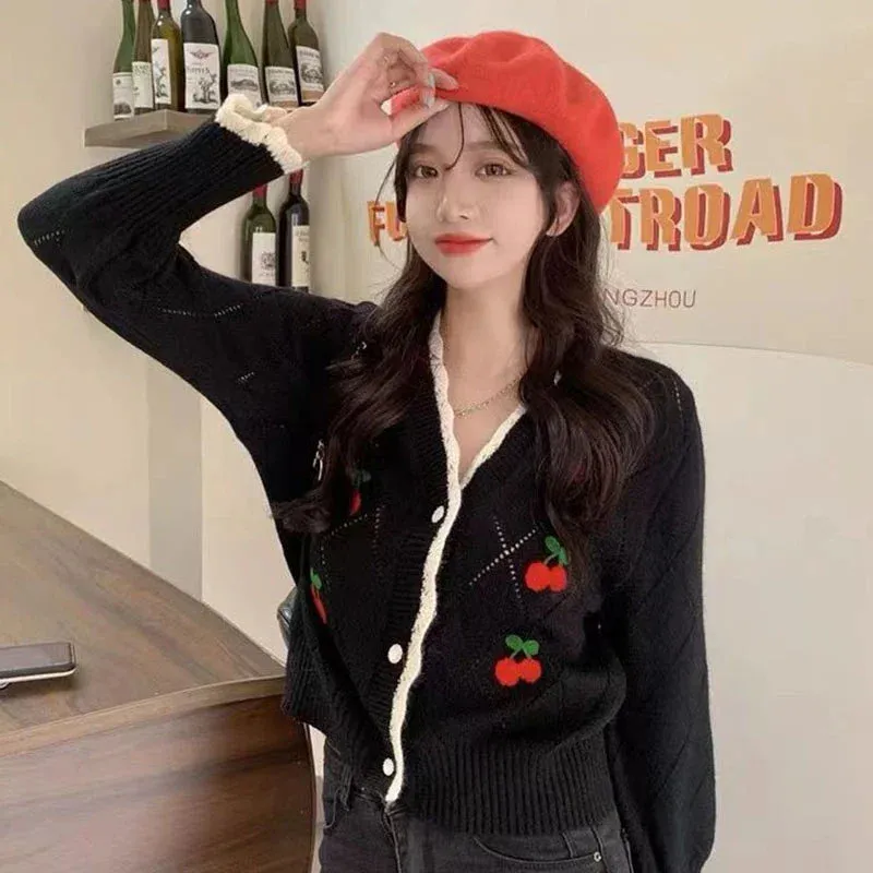 Wenkouban-Christmas Thanksgiving outfits_Knitted Cozy Autumnal Winter V-neck Floral Casual Long Sleeve Comfortable Stylish Sweater