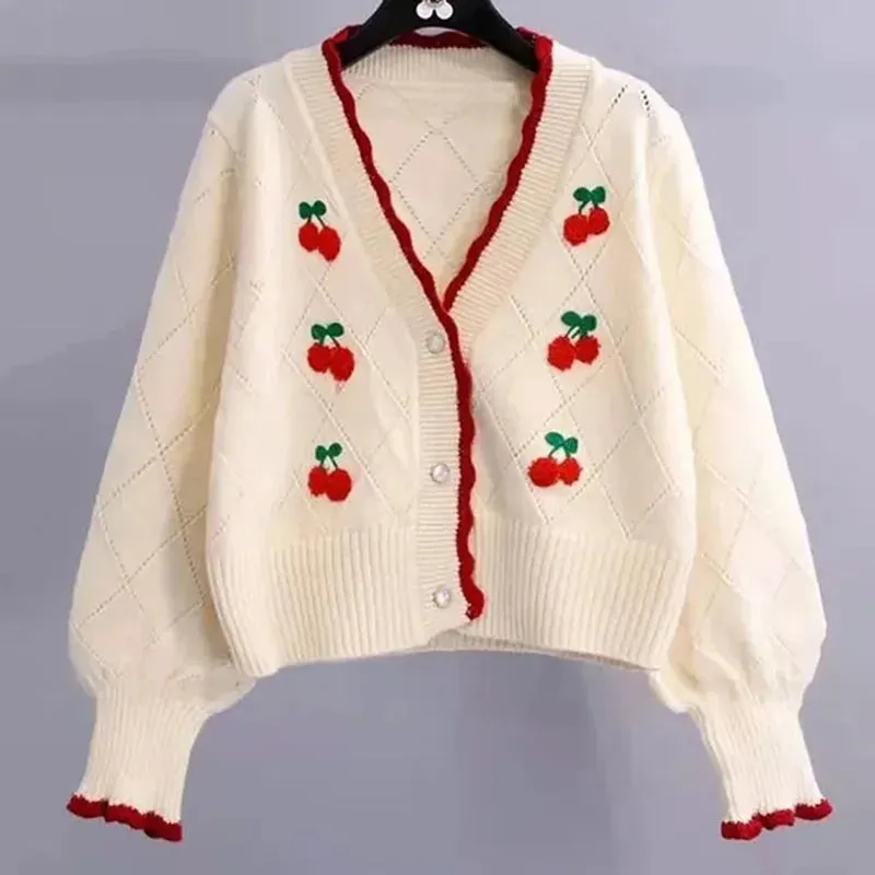 Wenkouban-Christmas Thanksgiving outfits_Knitted Cozy Autumnal Winter V-neck Floral Casual Long Sleeve Comfortable Stylish Sweater