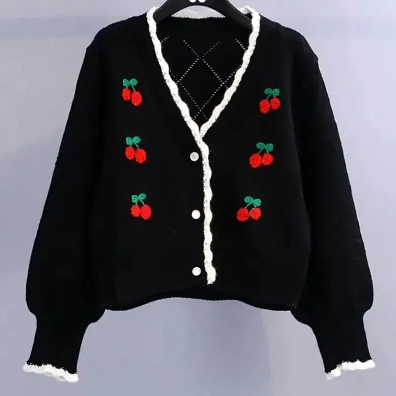 Wenkouban-Christmas Thanksgiving outfits_Knitted Cozy Autumnal Winter V-neck Floral Casual Long Sleeve Comfortable Stylish Sweater