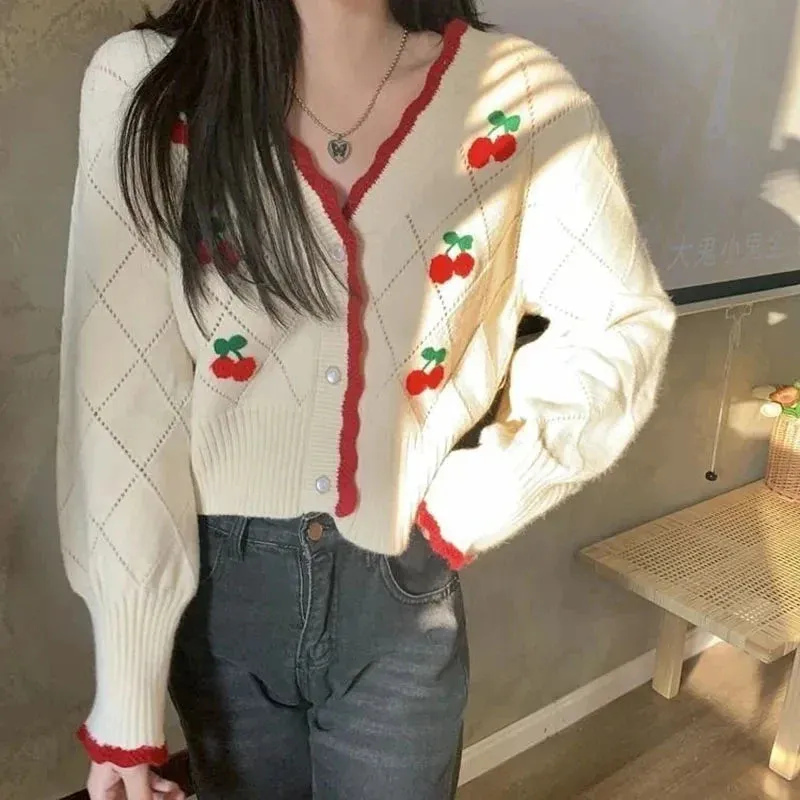 Wenkouban-Christmas Thanksgiving outfits_Knitted Cozy Autumnal Winter V-neck Floral Casual Long Sleeve Comfortable Stylish Sweater