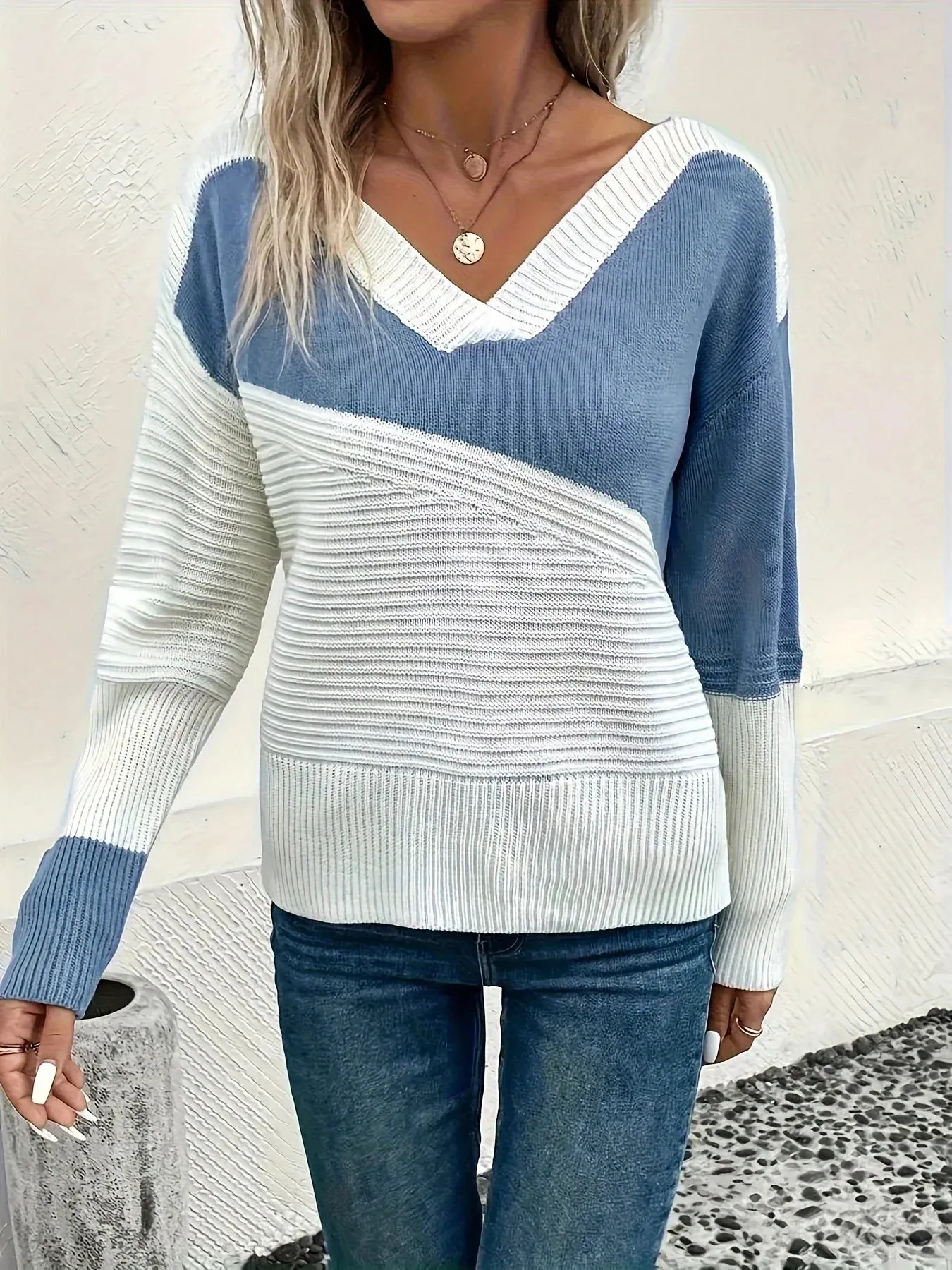Wenkouban-Christmas Thanksgiving outfits_Knitted V-neck Warm Ribbed Comfortable Slim Casual Stylish Soft Sweater