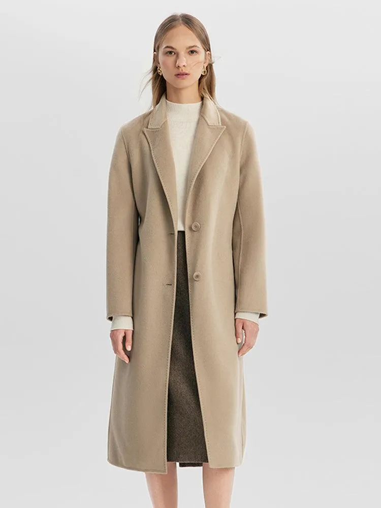 Wrapped Mulberry Silk Double-faced Woolen Coat