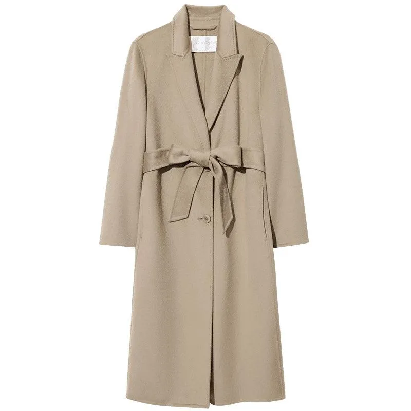 Wrapped Mulberry Silk Double-faced Woolen Coat