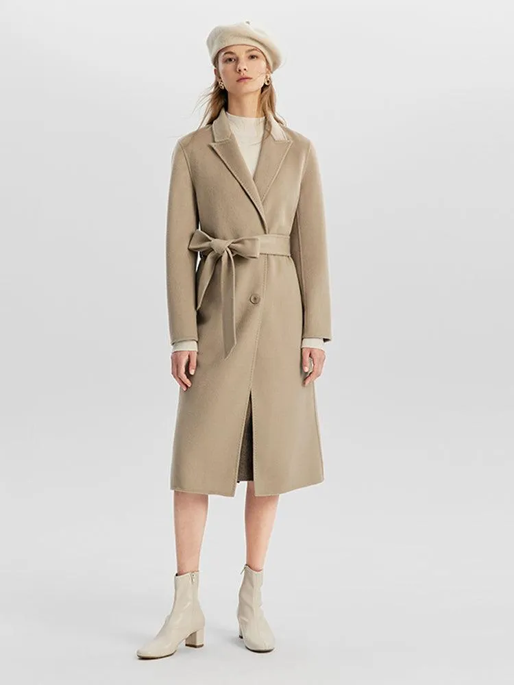 Wrapped Mulberry Silk Double-faced Woolen Coat