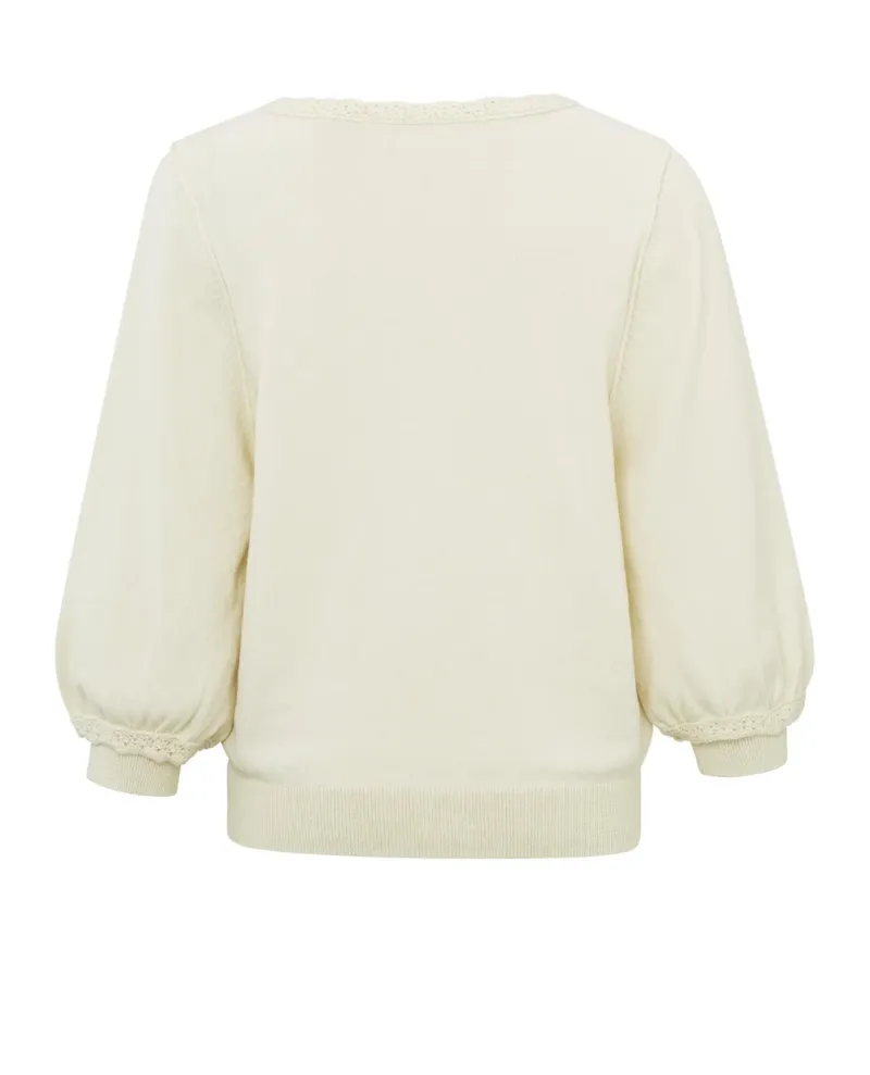Yaya Ivory White V-Neck Knit