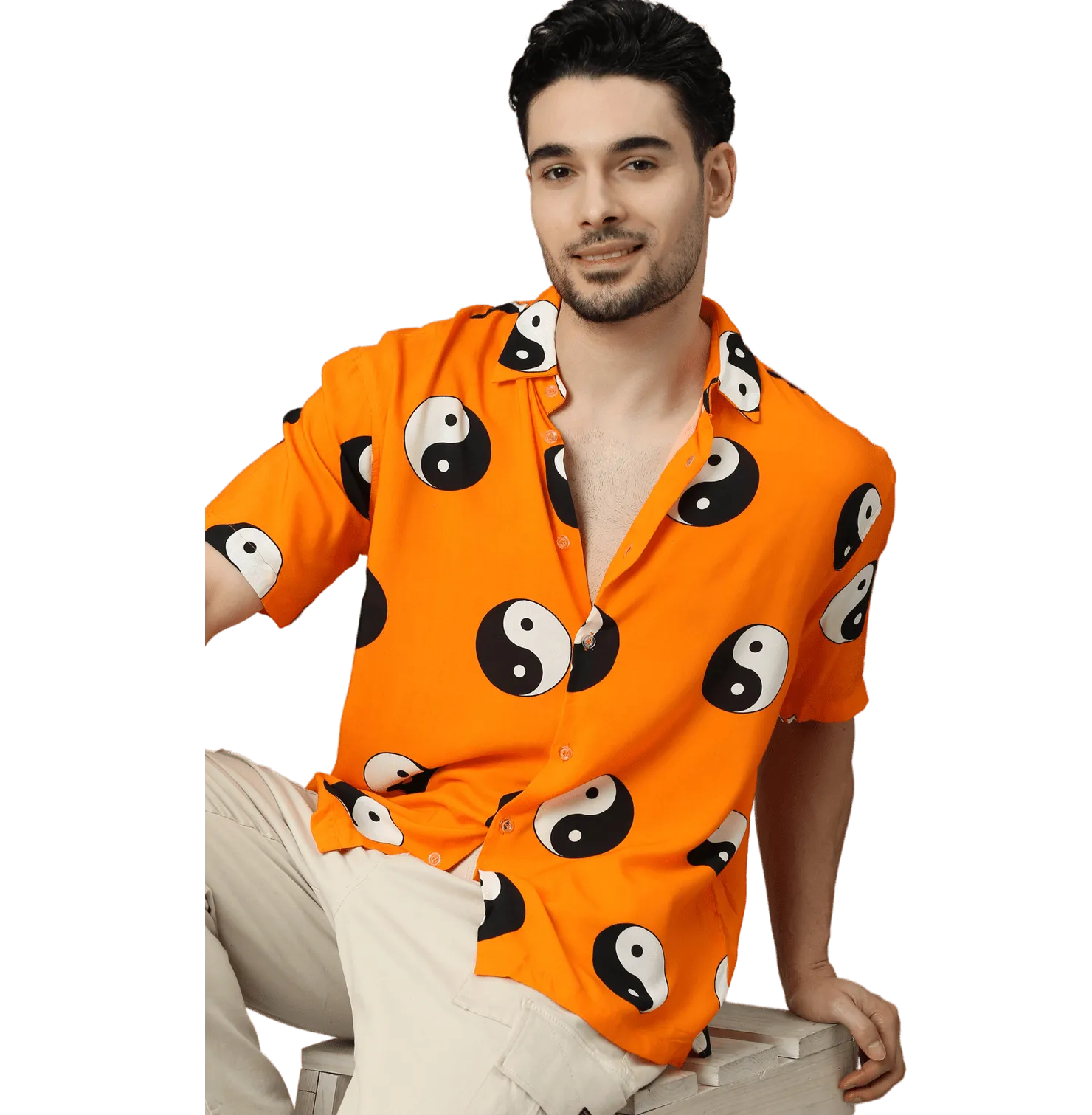 Yin Yang Printed Orange Unisex Shirt
