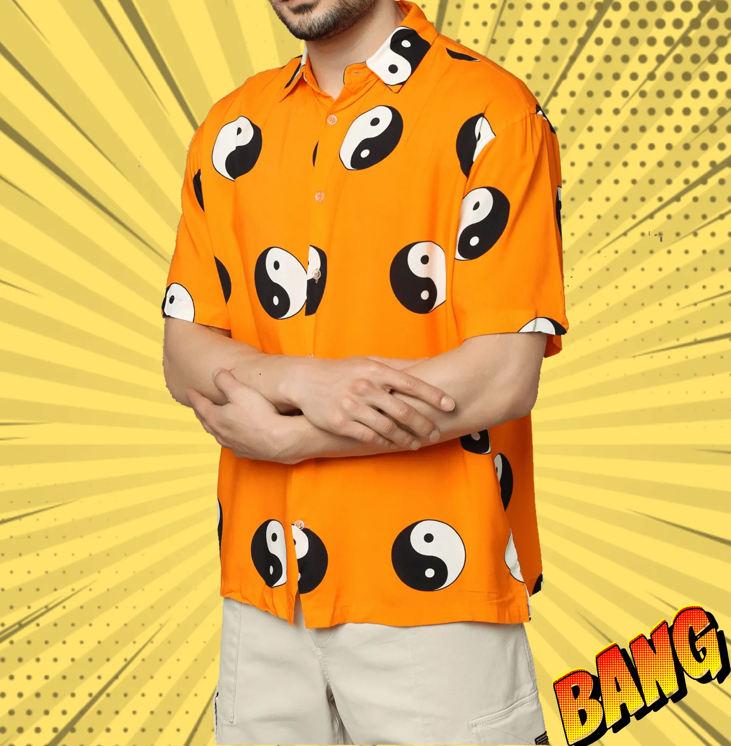 Yin Yang Printed Orange Unisex Shirt