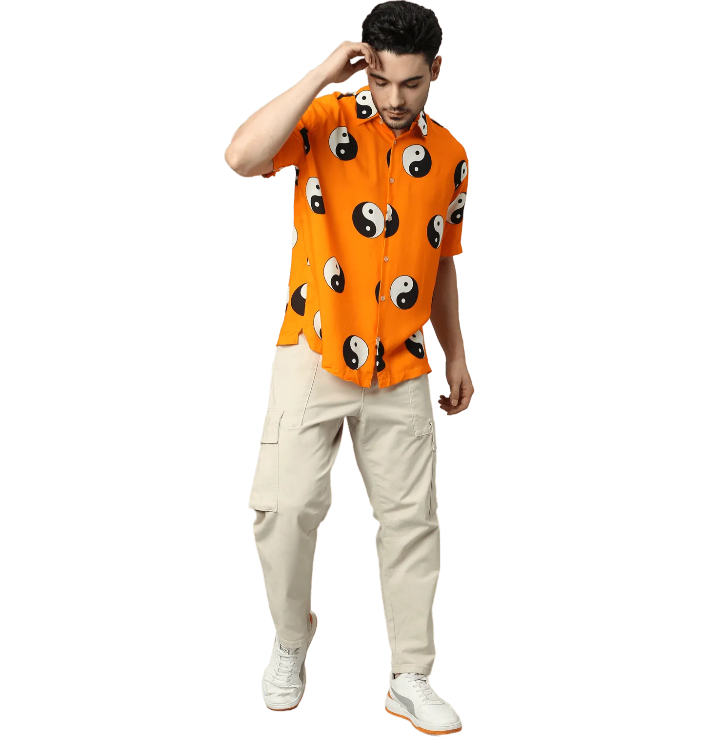 Yin Yang Printed Orange Unisex Shirt