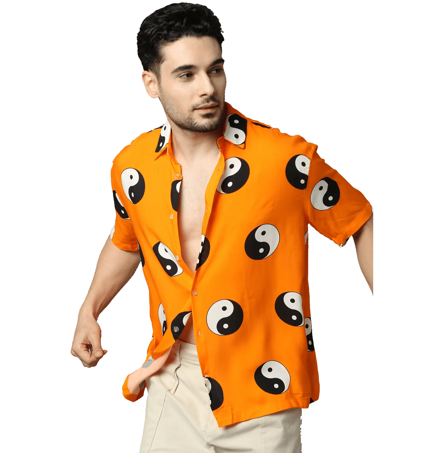 Yin Yang Printed Orange Unisex Shirt